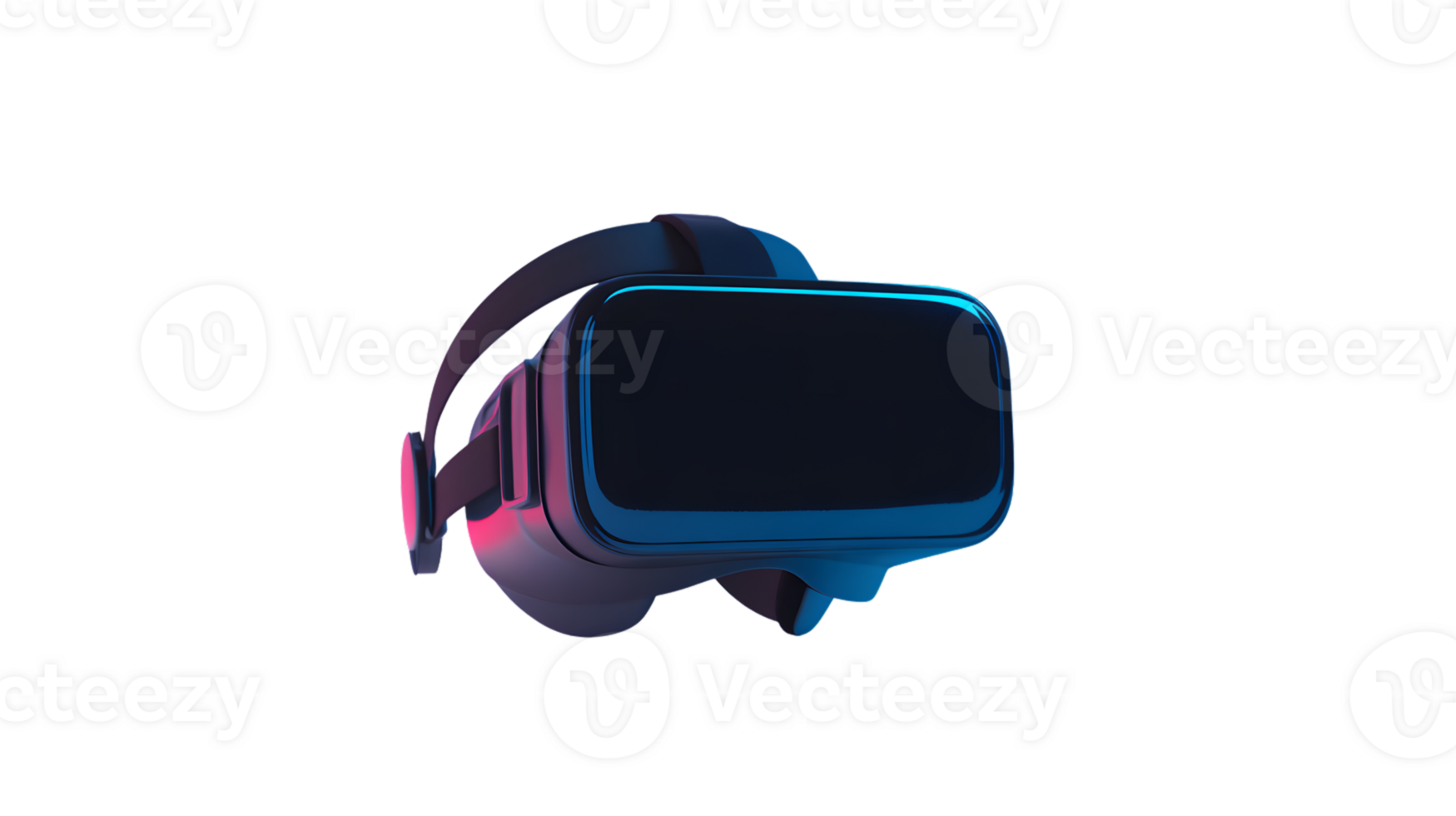 Virtual Reality Headset with Futuristic Design and Neon Accents for Gaming Entertainment and png