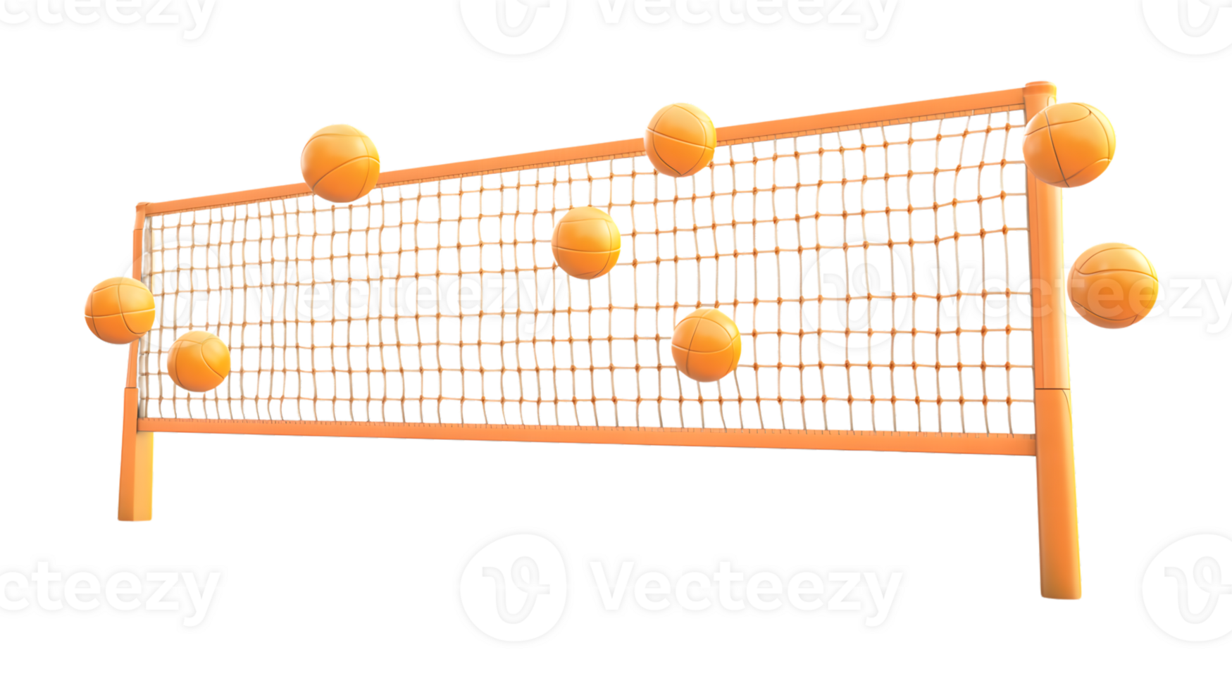 Volleyball Net with Flying Balls Sports Equipment for Active Games and Competitions png
