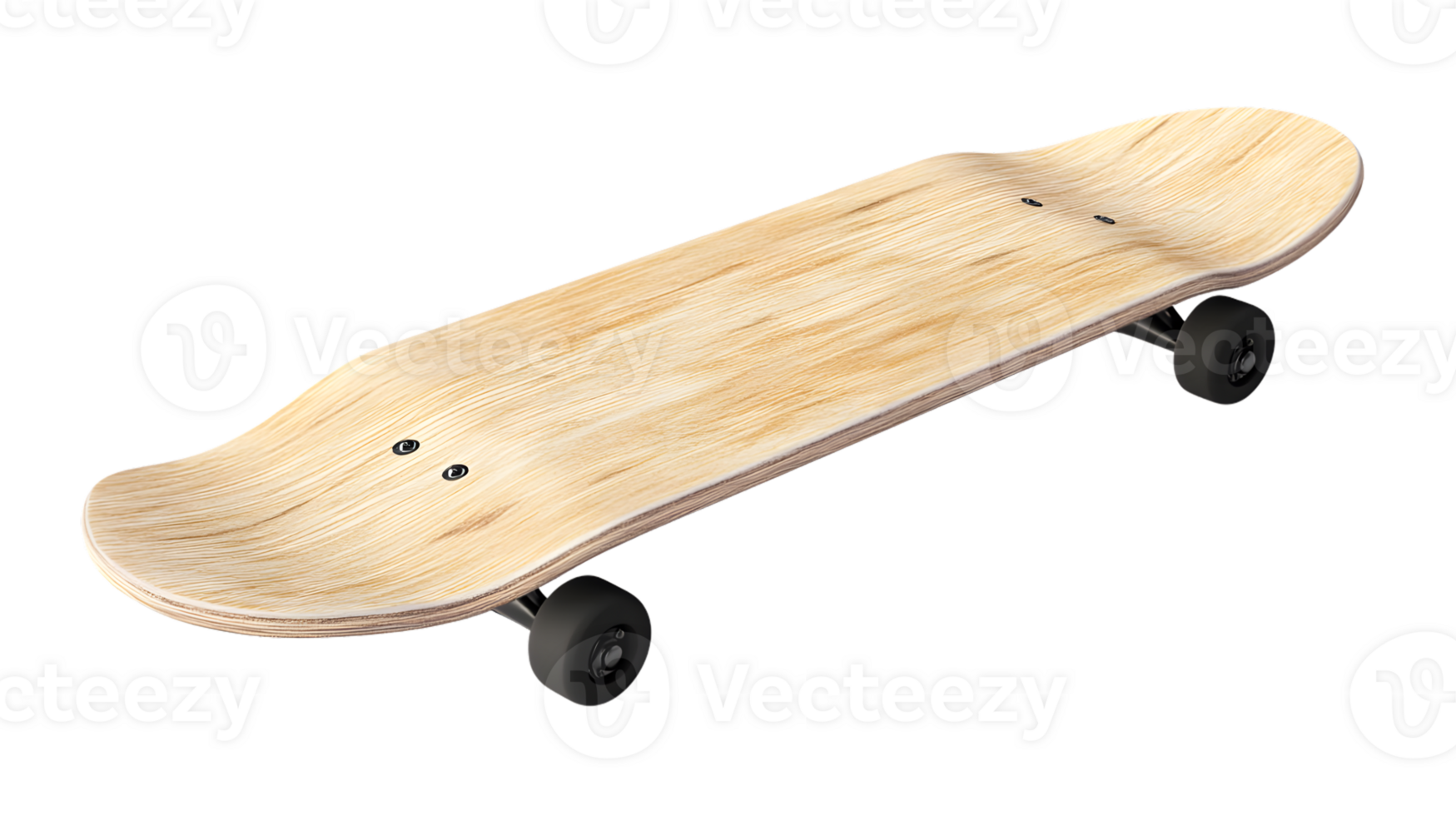 Wooden Skateboard with Black Wheels on Transparent Background for Design Projects png