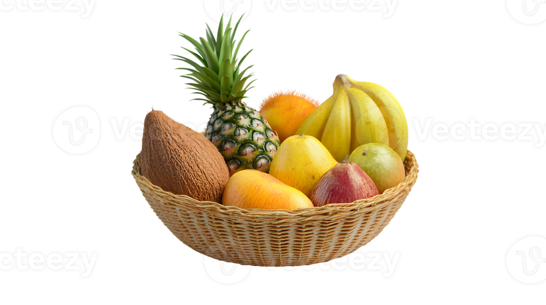 A basket brimming with a colorful assortment of fresh tropical fruits perfect for health and n png