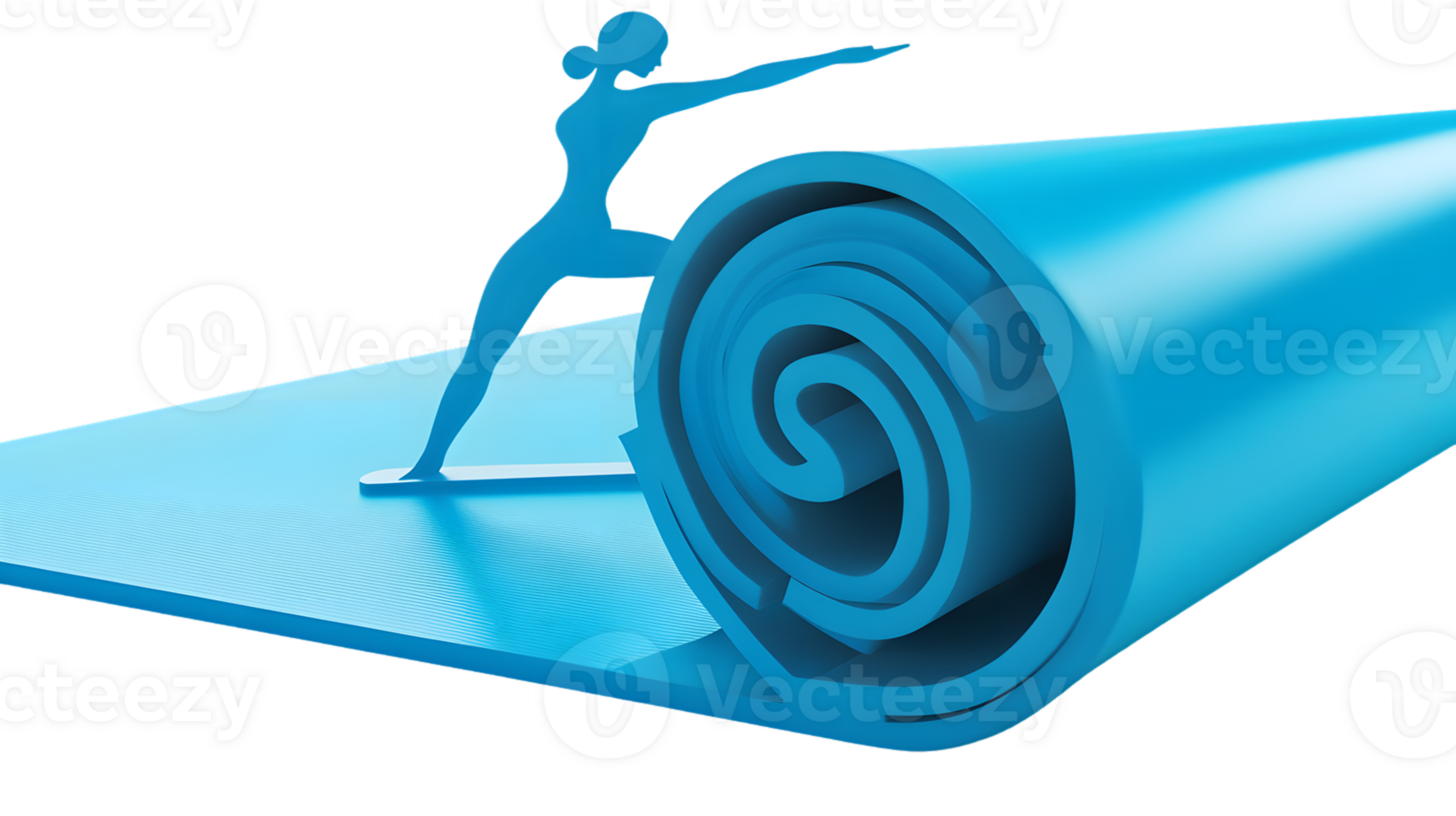 Yoga Mat RollUp with Silhouette Figure Fitness Wellness and Exercise Concept png