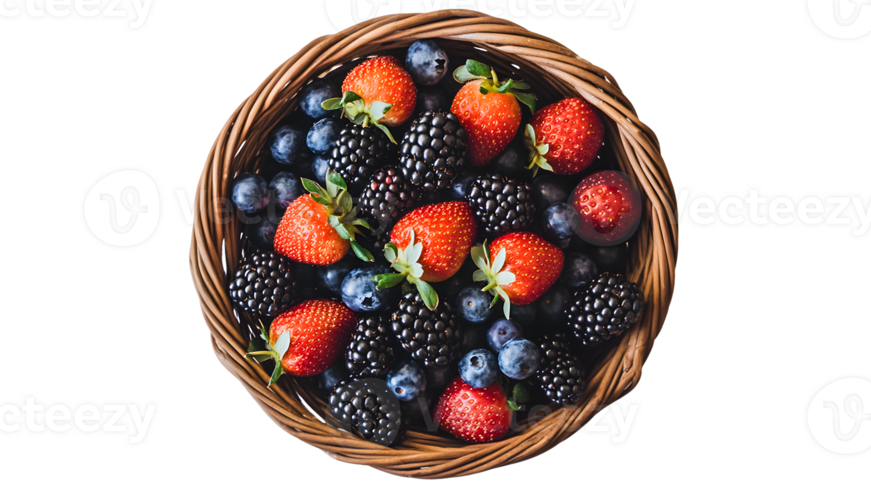 A basket brimming with fresh colorful berries including red black and blue fruits perfect f png