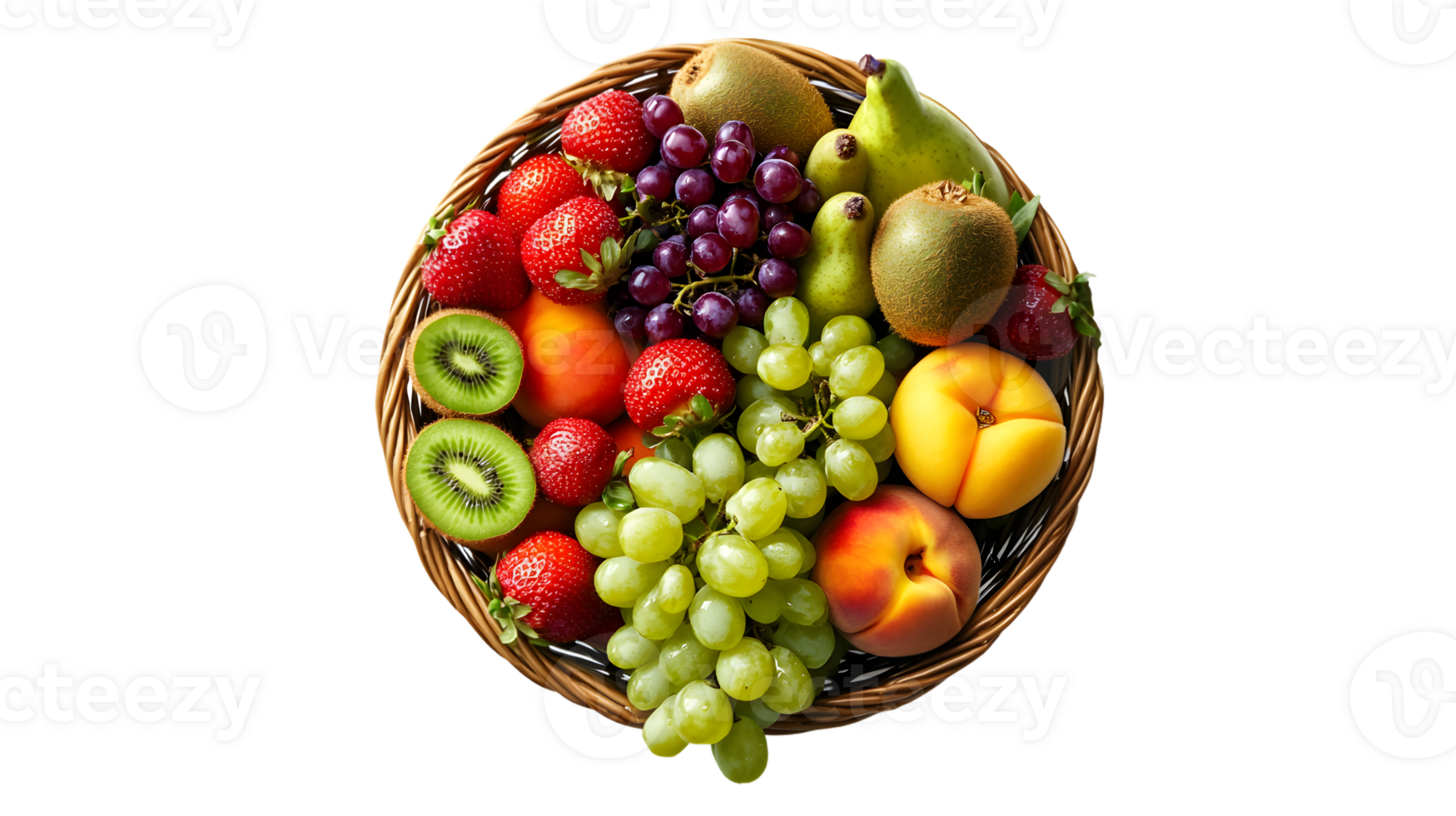 A basket brimming with fresh colorful fruits including berries citrus and stone fruits for h png
