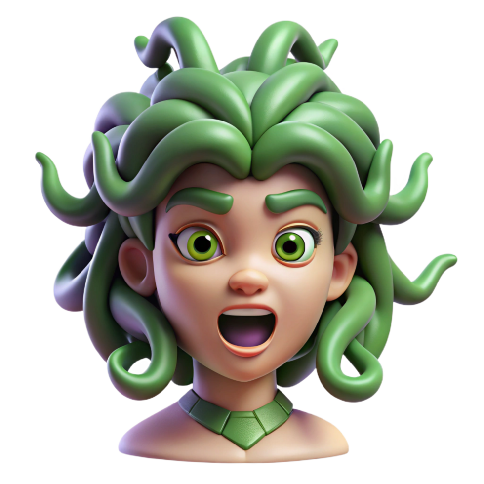 wonderful abstract Medusa, snake-haired gorgon, terrifying, authentic png