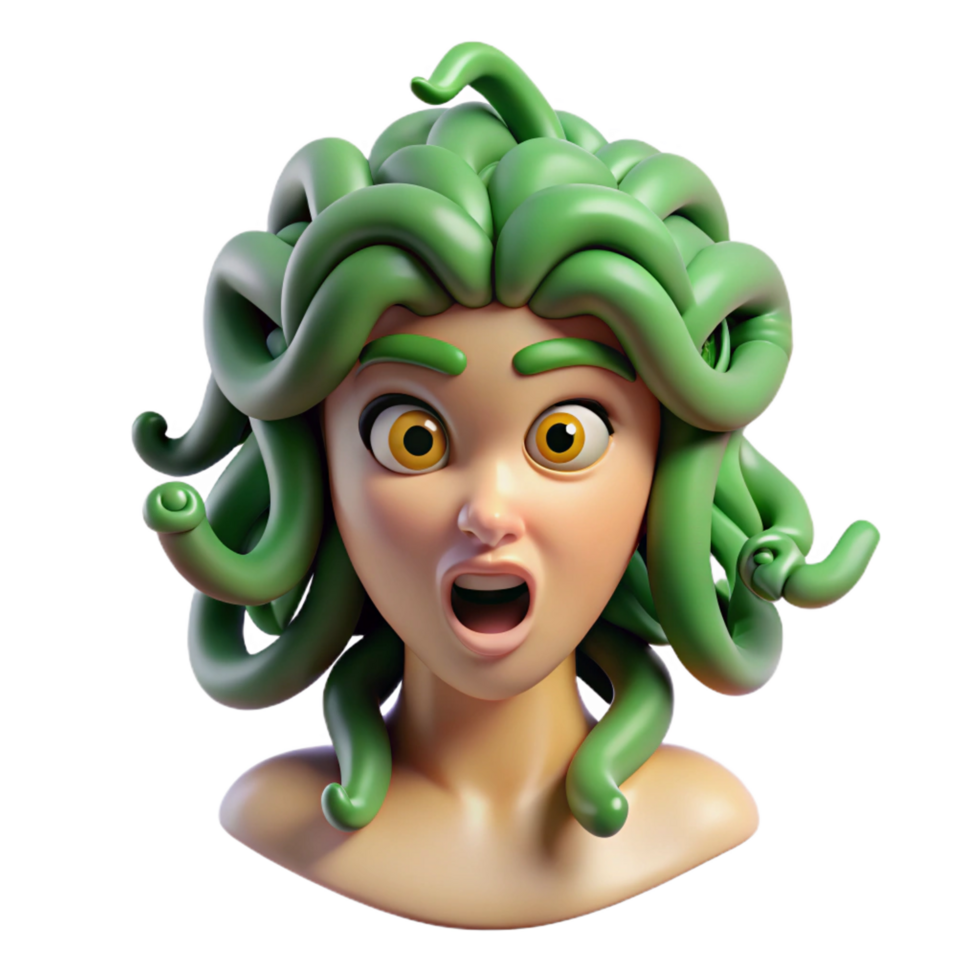 impressive artistic Medusa, snake-haired gorgon, terrifying, detailed png