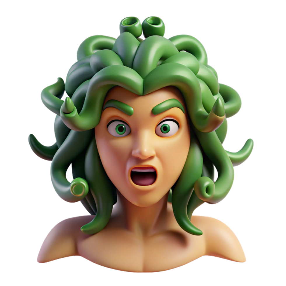 magnificent rustic Medusa, snake-haired gorgon, terrifying, detailed png