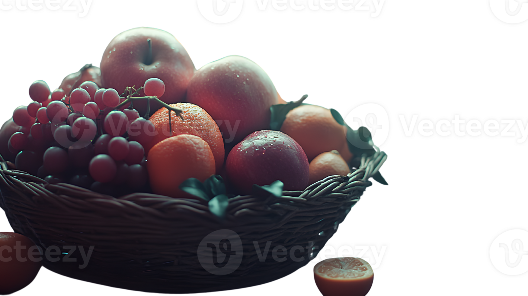 A basket brimming with fresh fruits including apples oranges and grapes perfect for health a png