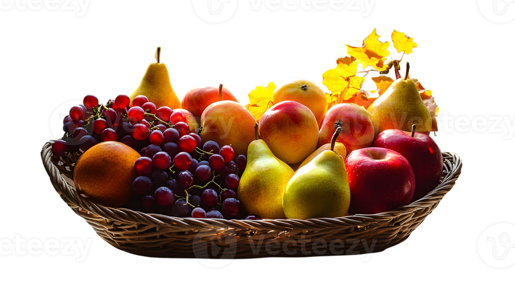 A basket brimming with fresh fruits including apples pears grapes and oranges perfect for h png