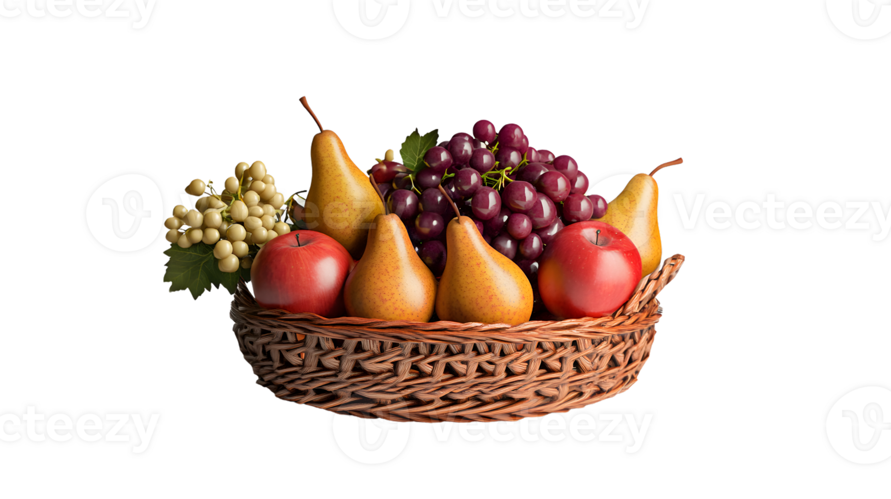 A basket brimming with fresh fruits including apples pears and grapes perfect for health di png
