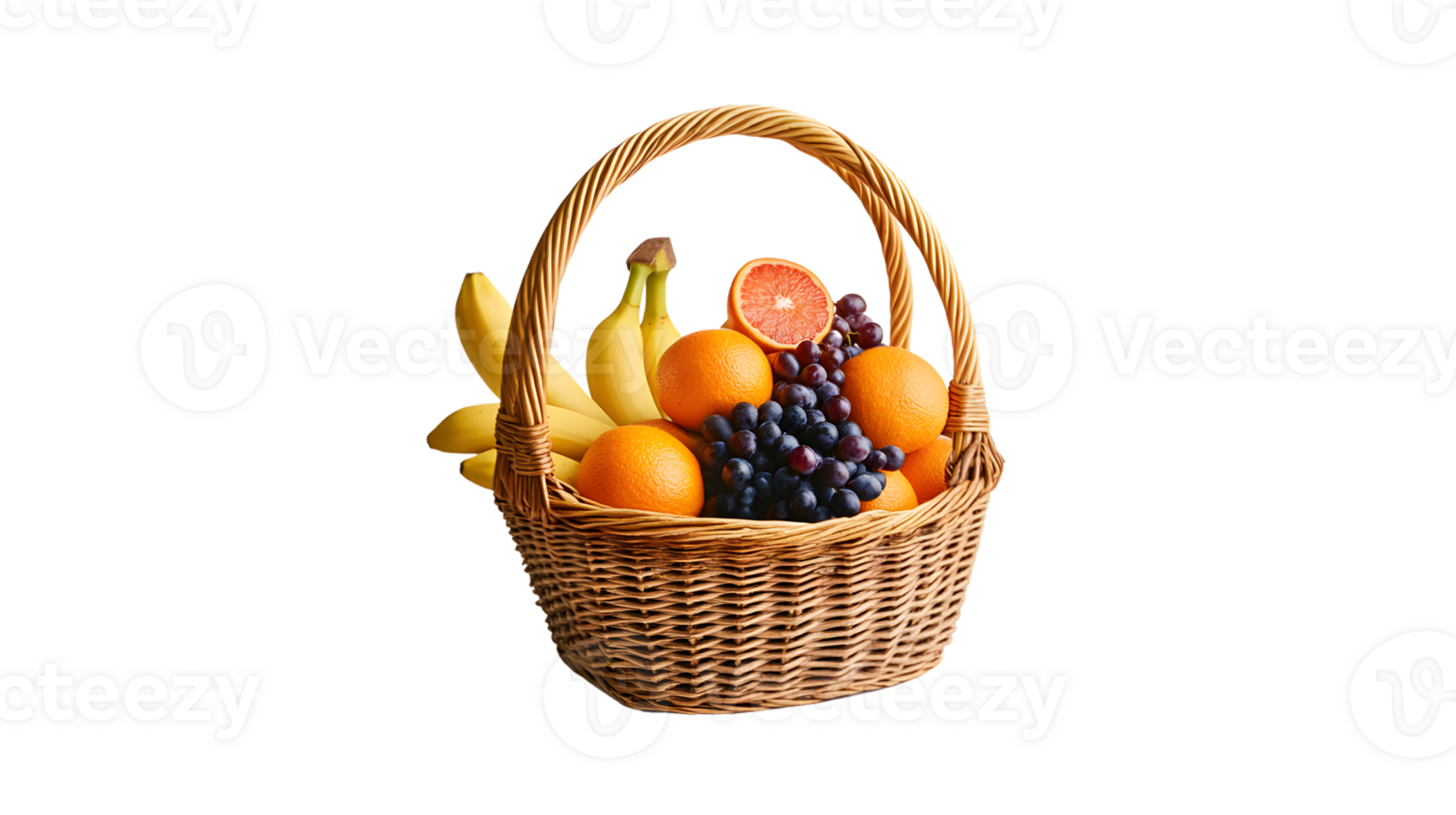A basket brimming with fresh fruits including bananas oranges and grapes perfect for health png