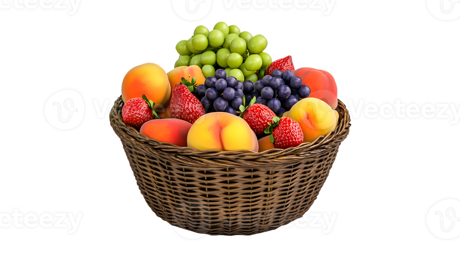 A basket brimming with fresh fruits including berries citrus and stone fruits for healthy eat png
