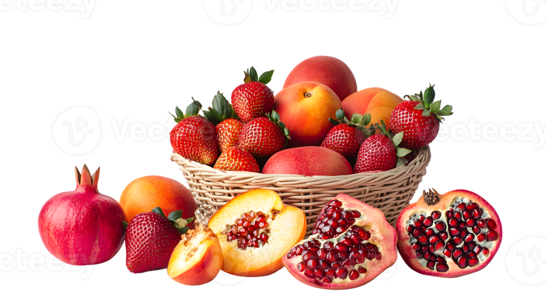 A basket brimming with fresh fruits including vibrant reds and juicy slices perfect for healt png