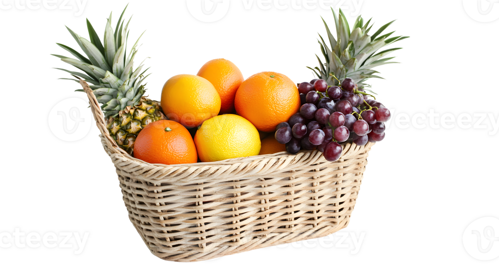 A basket brimming with fresh tropical and citrus fruits perfect for health diet and culinary png