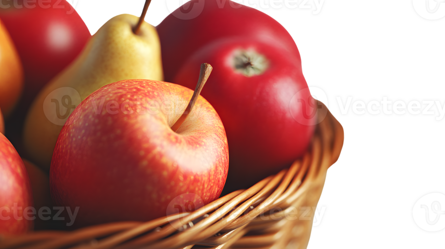 Fresh Fruits in a Woven Basket A Vibrant Display of Apples and Pears for Healthy Eating and Cu png