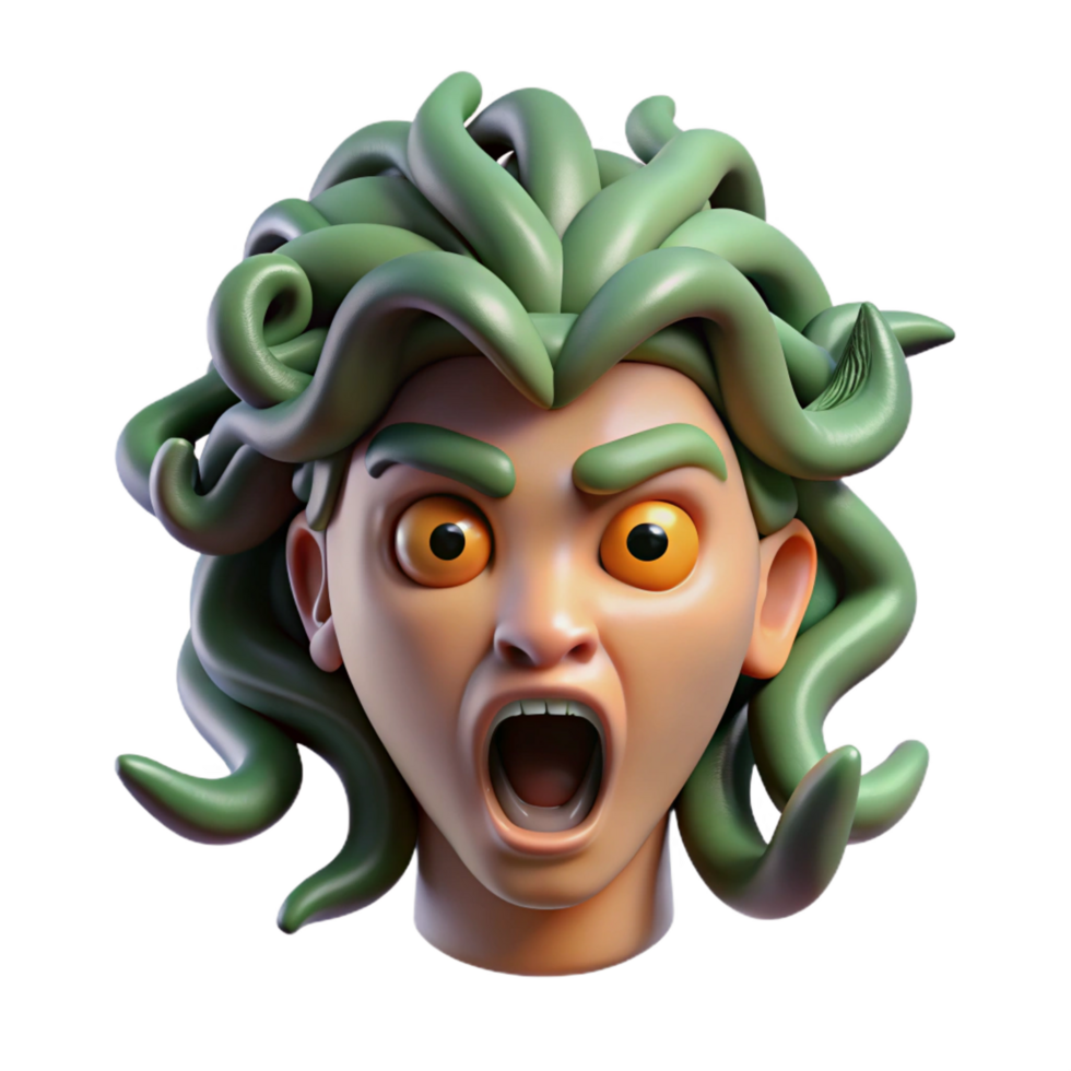serene abstract Gorgon Head, petrified gaze, terrifying, genuine png