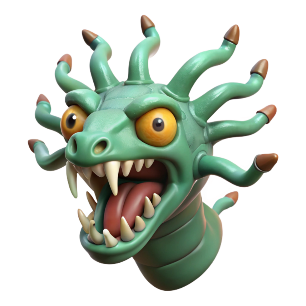serene traditional Hydra Head, severed, regenerating, detailed png