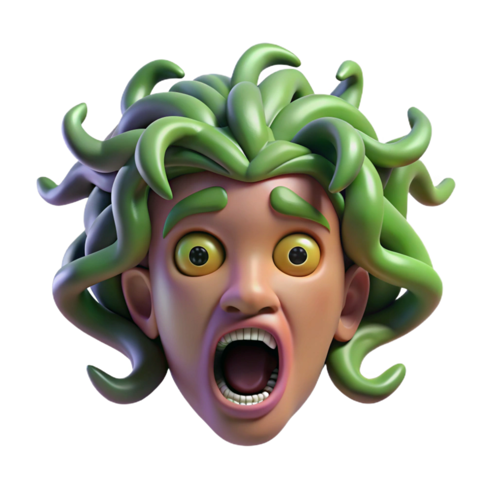 extraordinary rustic Gorgon Head, petrified gaze, terrifying, high quality png