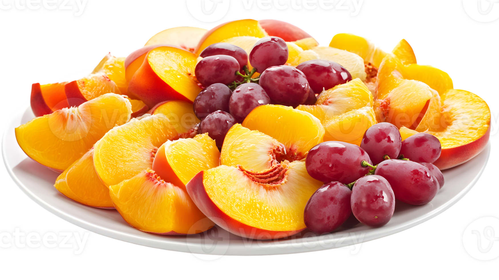 Fresh Peach and Grape Fruit Platter Healthy Summer Snack Vibrant Food Photography png