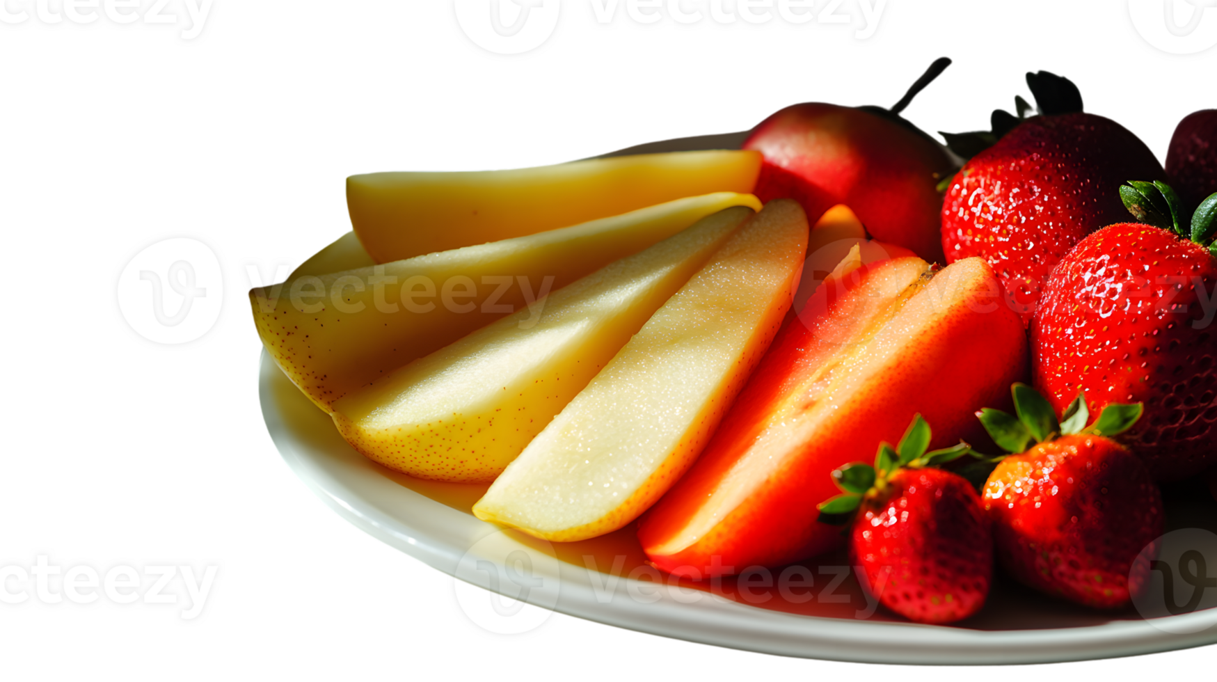 Fresh Sliced Fruits on a Plate A Vibrant Display of Healthy Snacks and Nutritious Delights for png