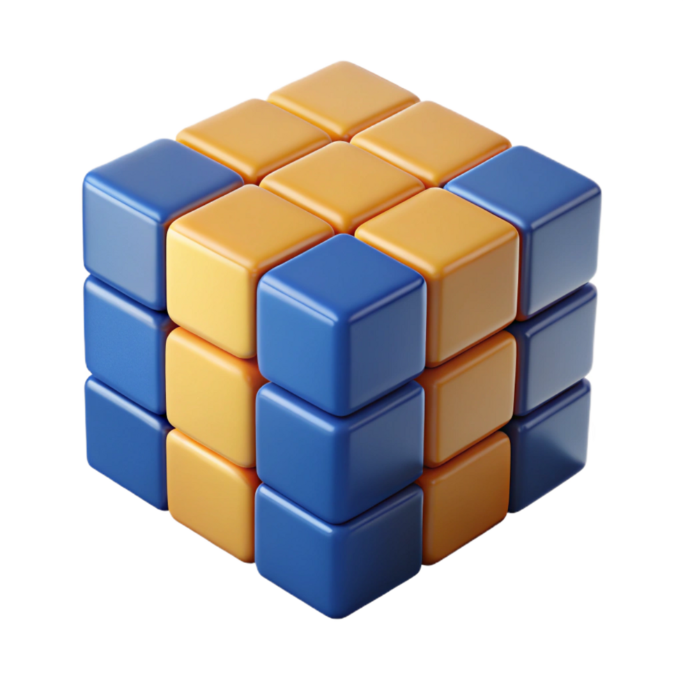 extraordinary artistic A Rubik's cube, partially solved, 4K png