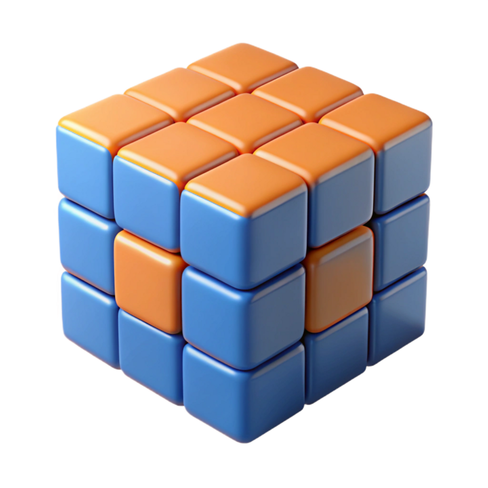 vibrant rustic A Rubik's cube, partially solved, original png