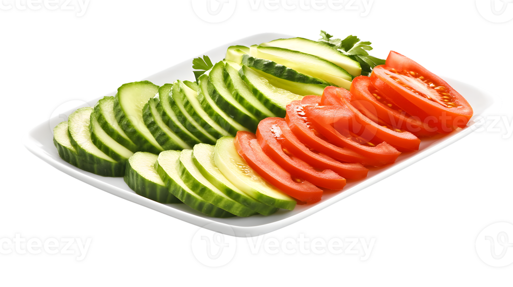 Fresh Sliced Vegetables on a White Plate for Healthy Eating and Culinary Presentation png