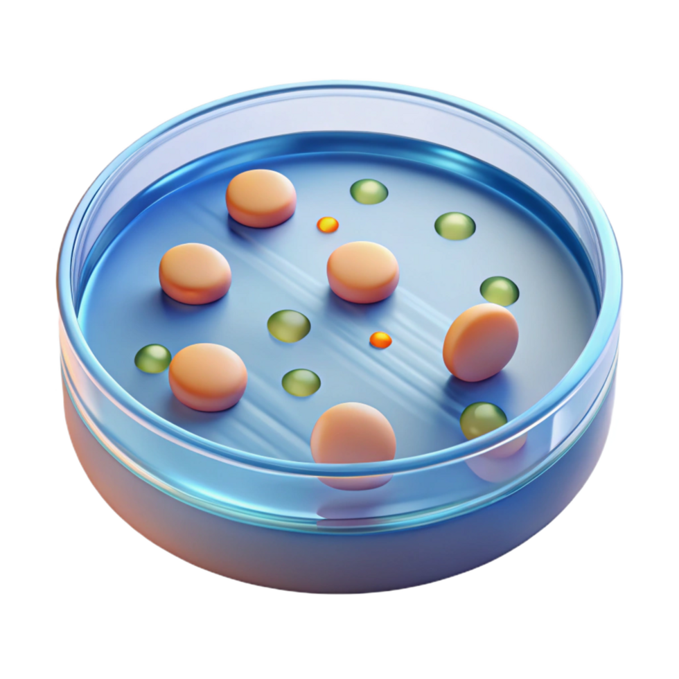 elegant minimalist A petri dish with bacterial colonies, premium png