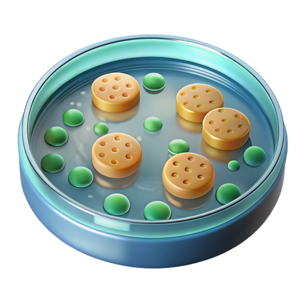 beautiful traditional A petri dish with bacterial colonies, 4K png