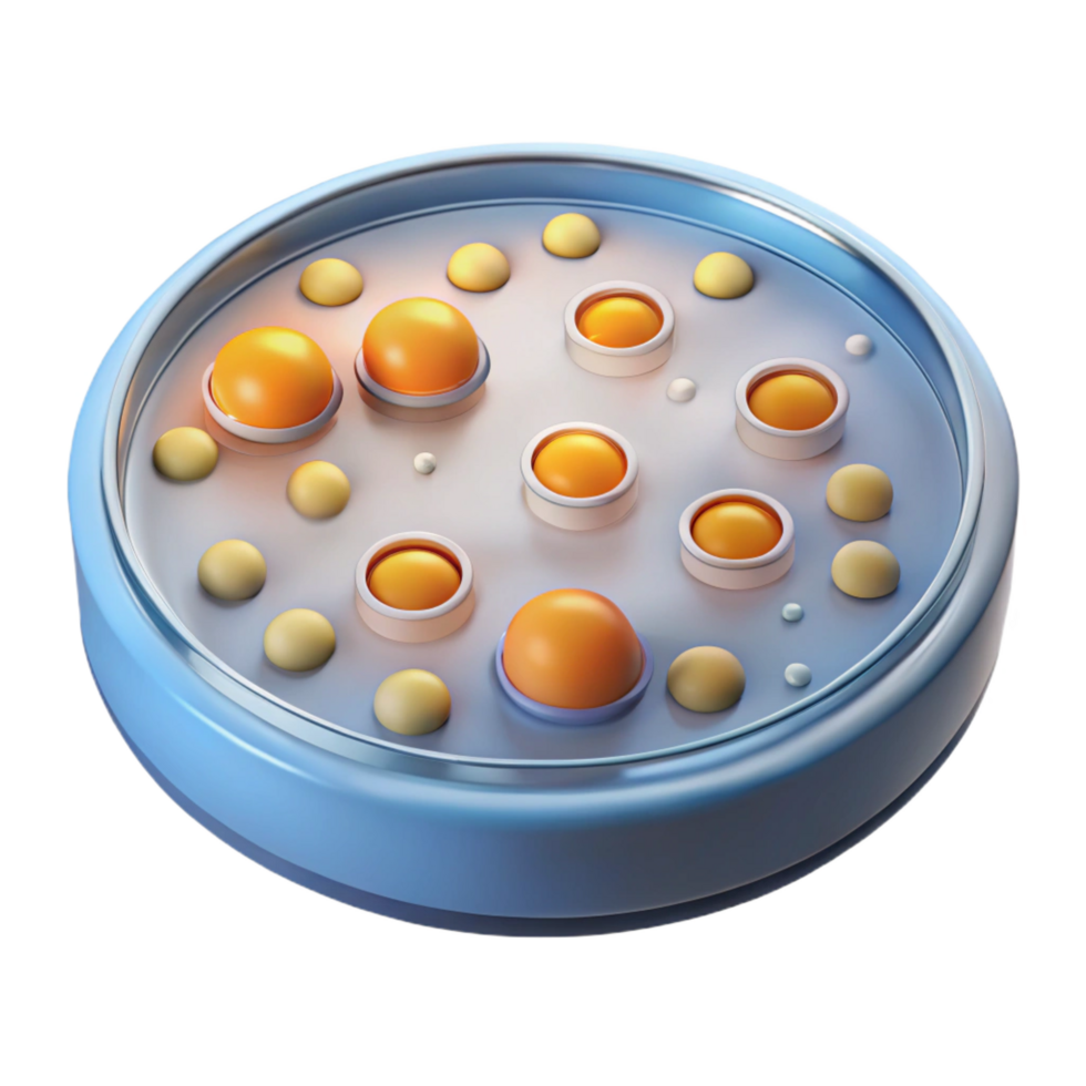 beautiful modern A petri dish with bacterial colonies, original png