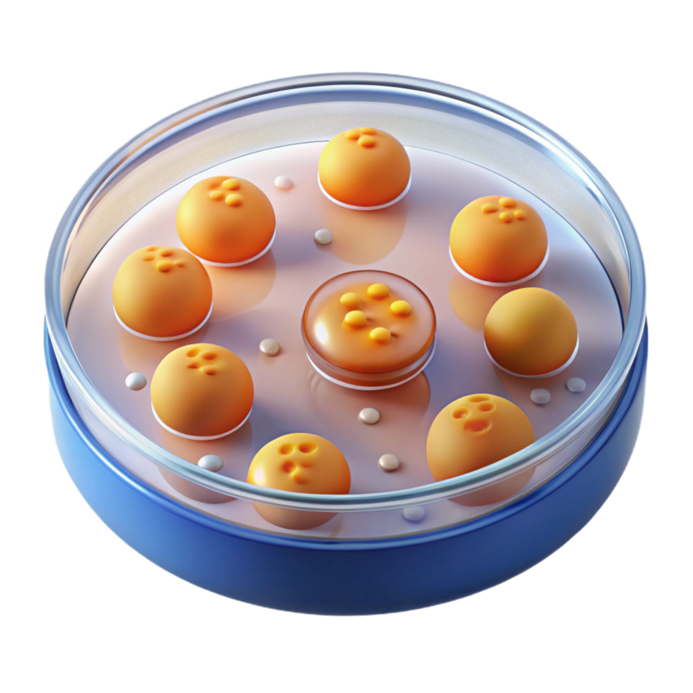 stunning traditional A petri dish with bacterial colonies, high resolution png