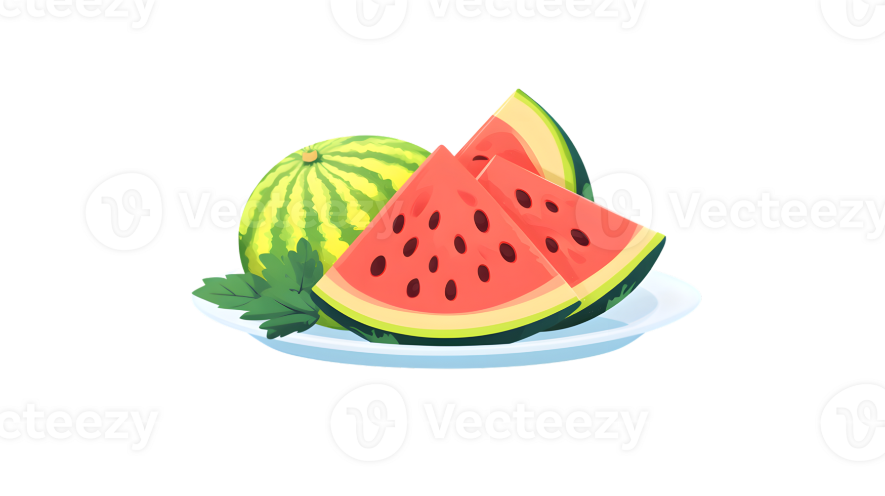 Juicy Slices of Fresh Fruit on a Plate Ideal for Summer Themes and Healthy Eating Concepts png