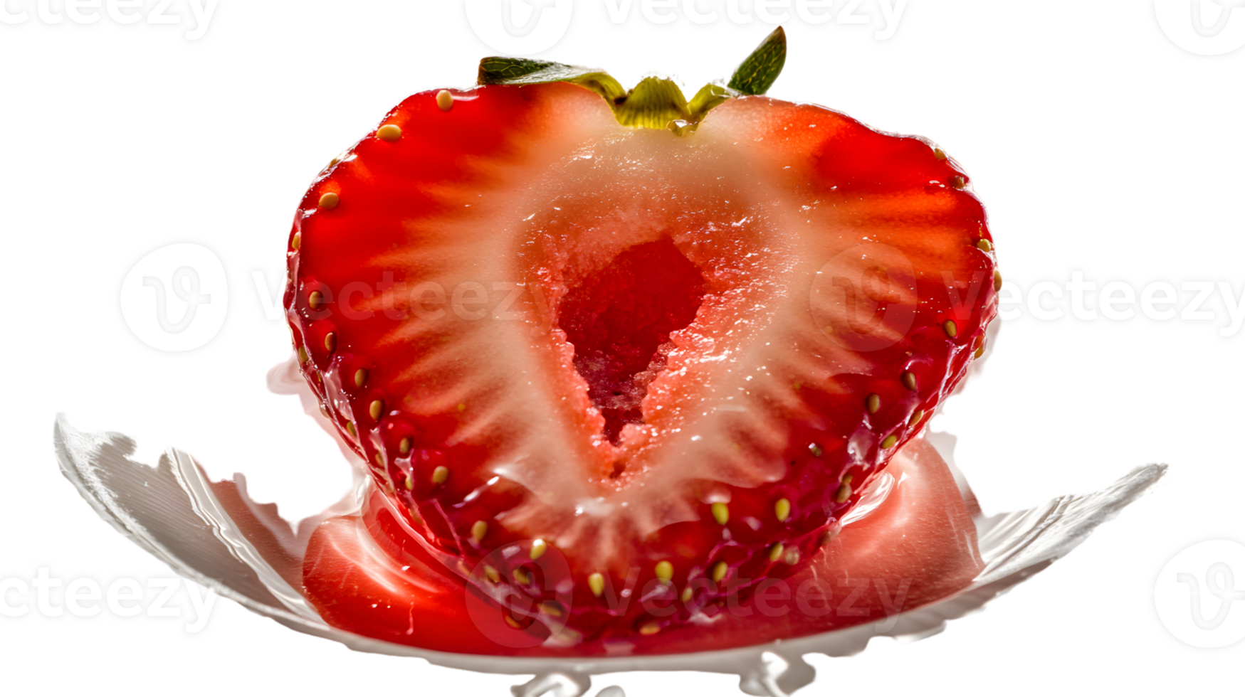 Juicy Strawberry with HeartShaped Cutout on a White Plate Fresh Fruit Photography for Food an png