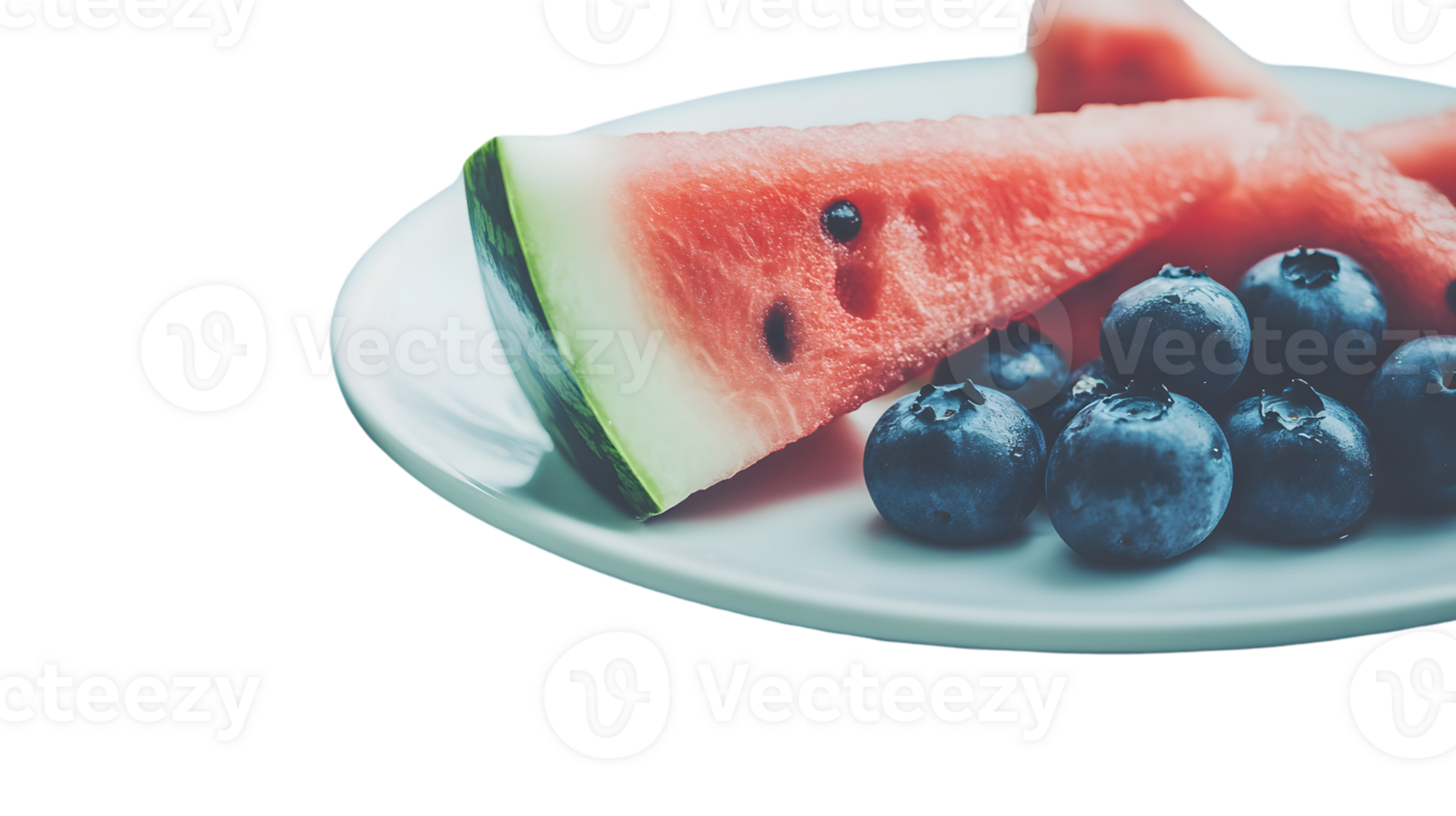 Refreshing Slices of Juicy Fruit on a White Plate Featuring Vibrant Berries and Sweet Melon fo png