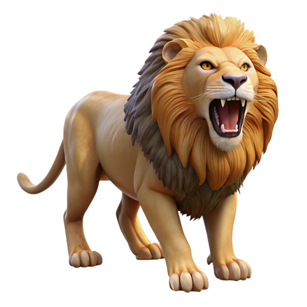 vibrant traditional A roaring African lion, original png