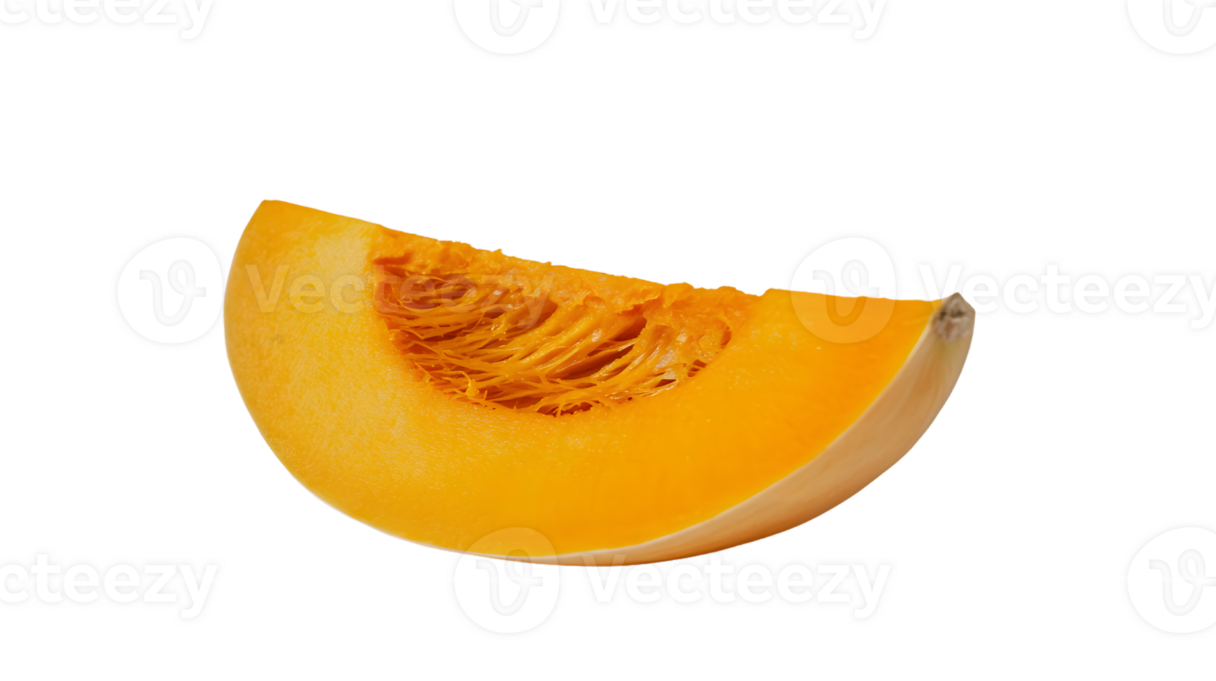 A vibrant slice of orange fruit with a smooth texture and visible seeds ideal for culinary and png