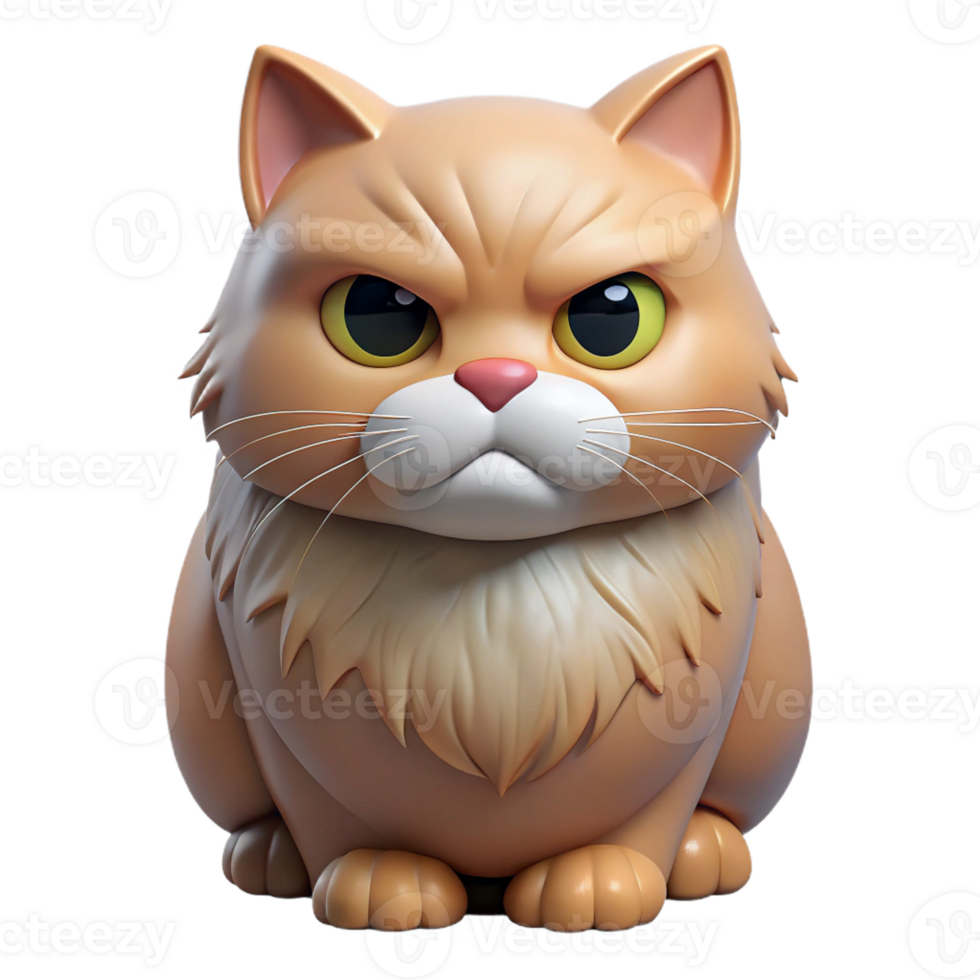 magnificent modern A grumpy Persian cat with flat face, authentic png