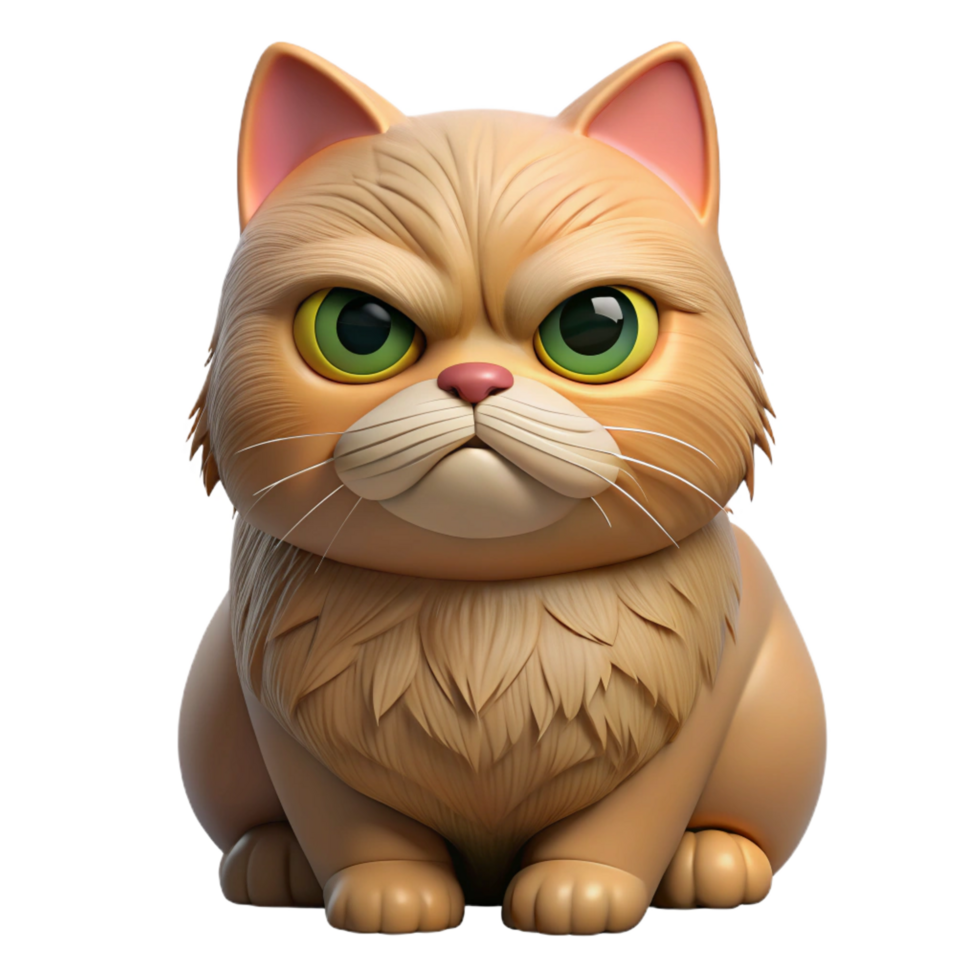 wonderful modern A grumpy Persian cat with flat face, professional png
