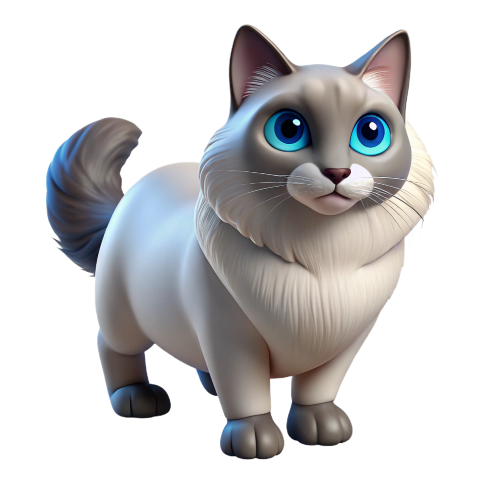 elegant abstract A Ragdoll cat with blue eyes, premium png