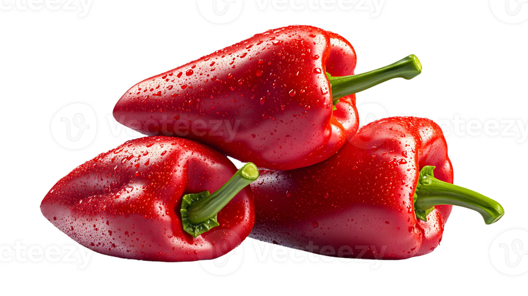 Fresh Red Bell Peppers with Dew Drops on a Black Background for Culinary and Food Photography png