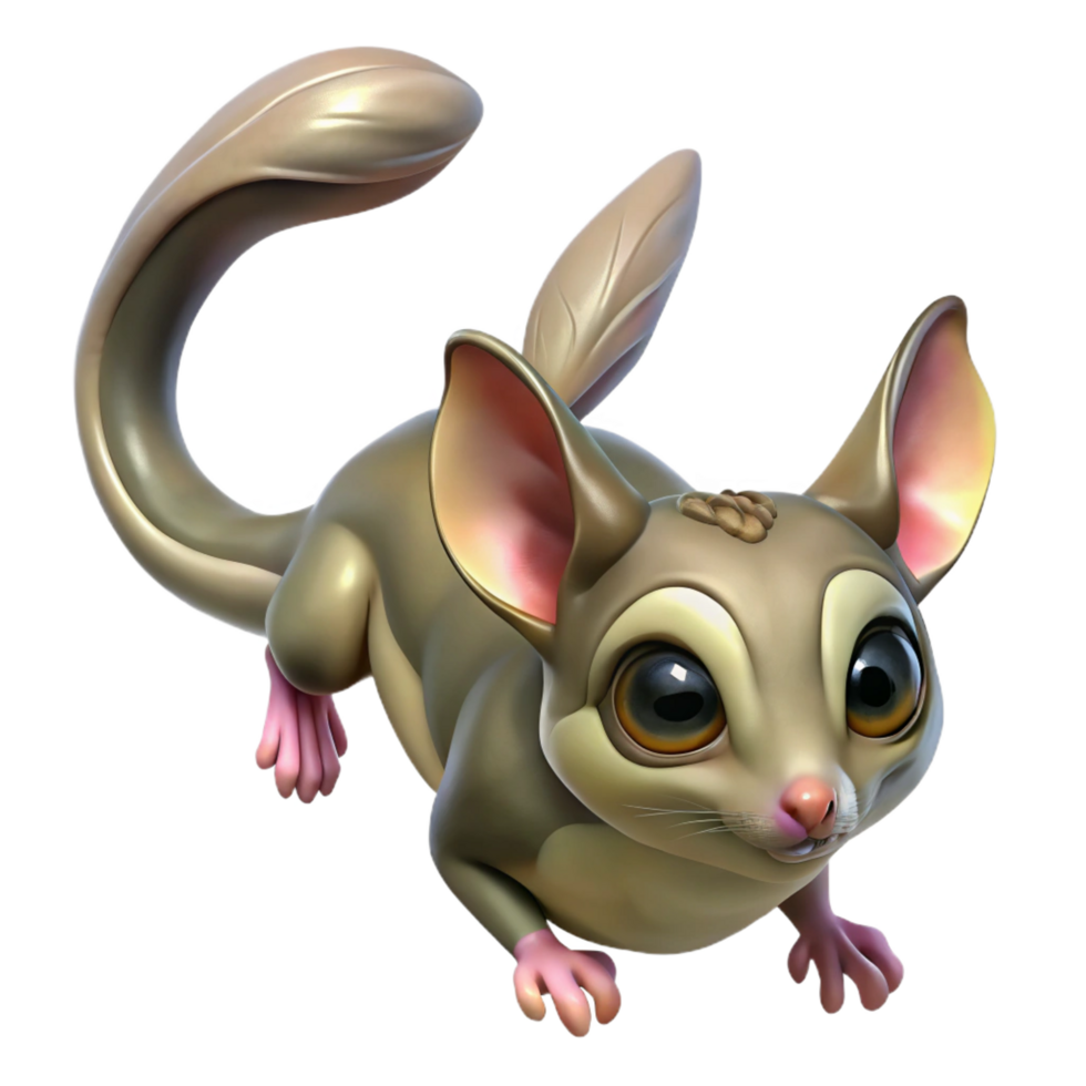 extraordinary vintage A sugar glider gliding, high resolution png