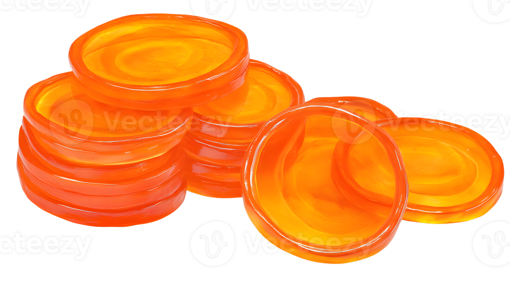 Stacked Orange Discs with Vibrant Gradient and Glossy Finish for Design Projects png