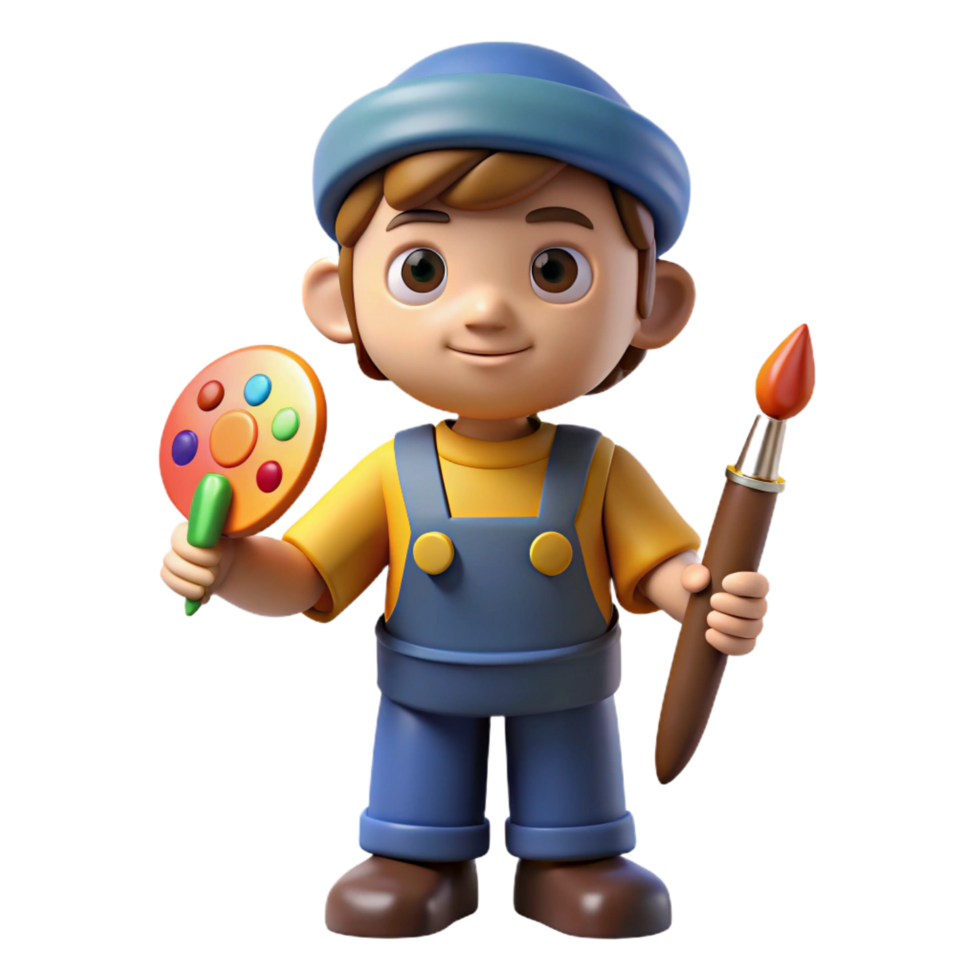 vibrant classic Artist holding a paintbrush exclusive png