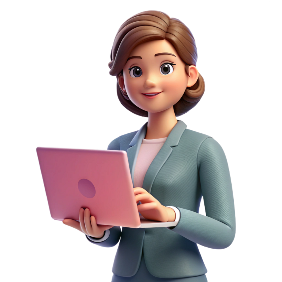 stunning artistic Young professional woman with laptop detailed png