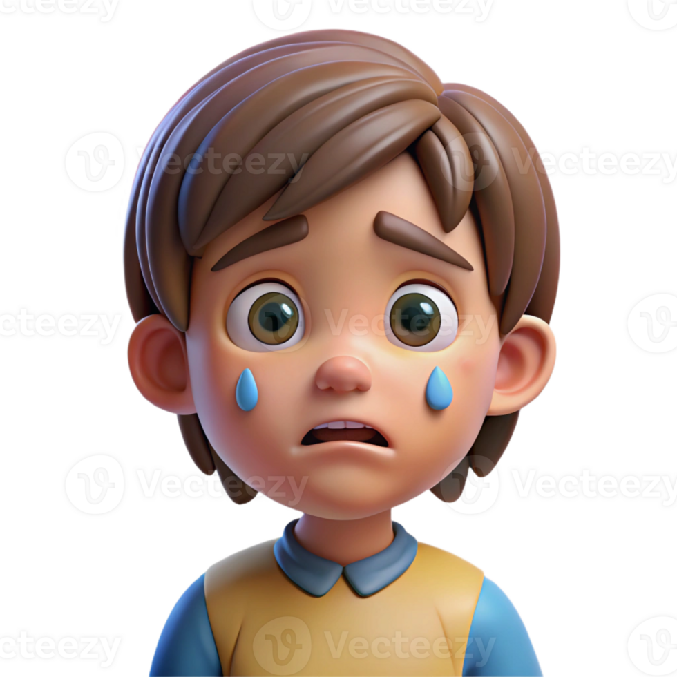 beautiful rustic Sad child with tears in their eyes high quality png