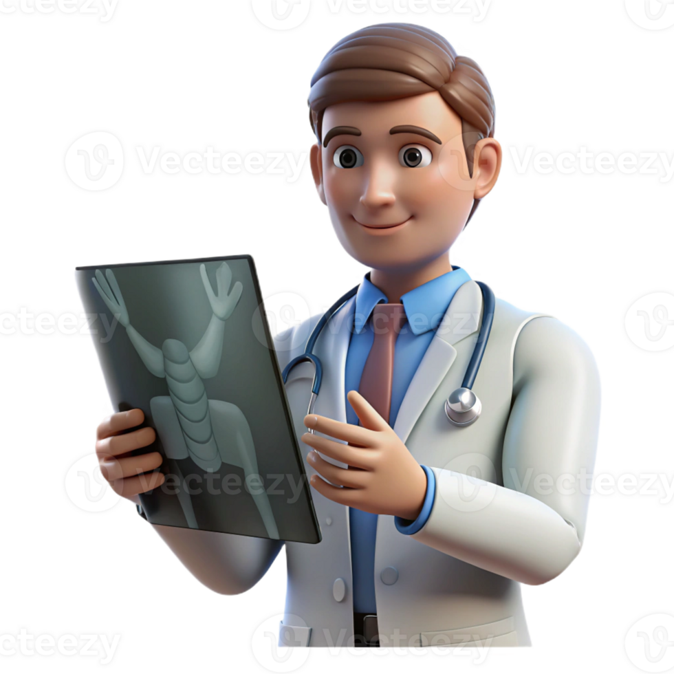 vibrant creative Focused doctor examining an x-ray premium png