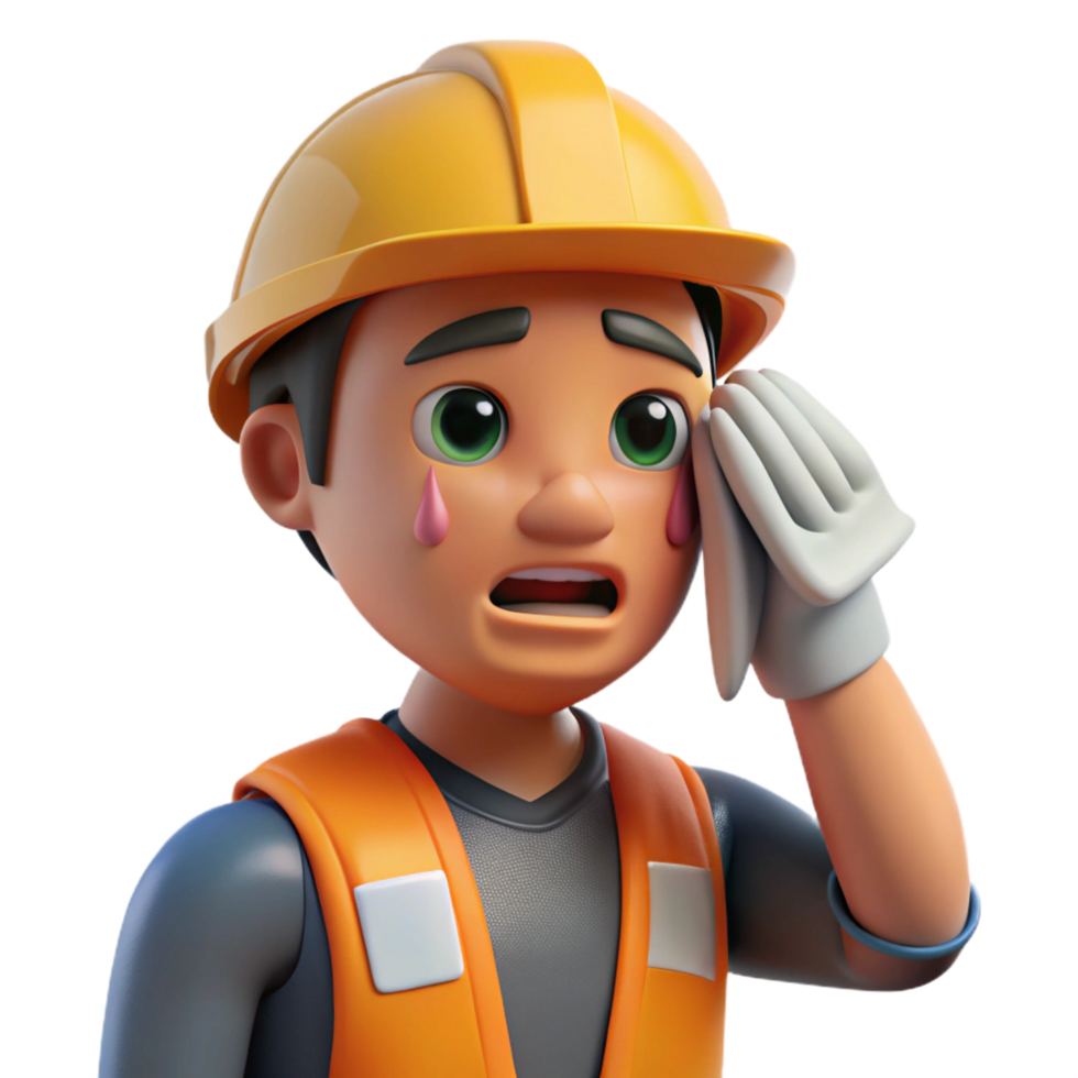 extraordinary abstract Tired construction worker wiping sweat genuine png