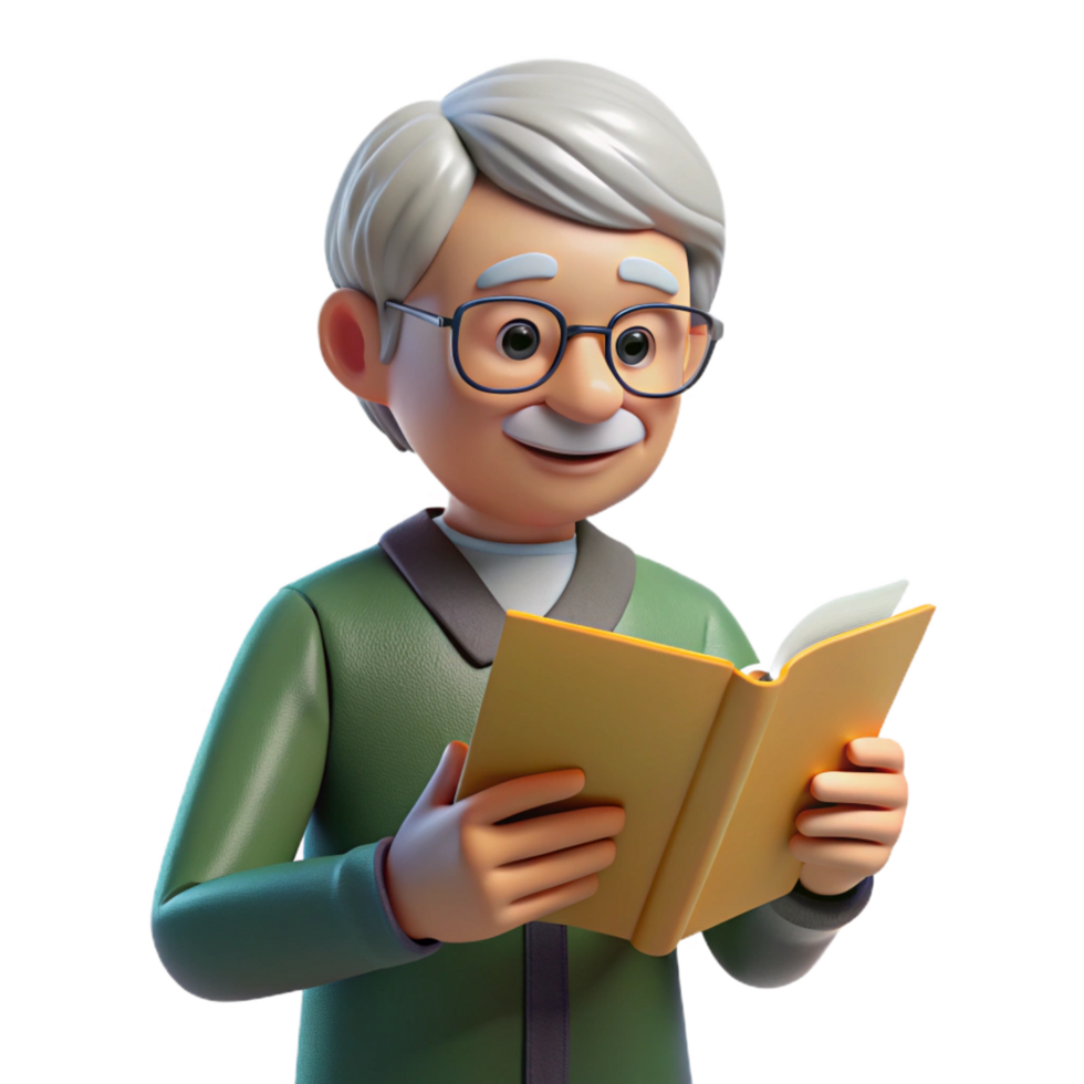 beautiful rustic Relaxing senior citizen reading a book exclusive png