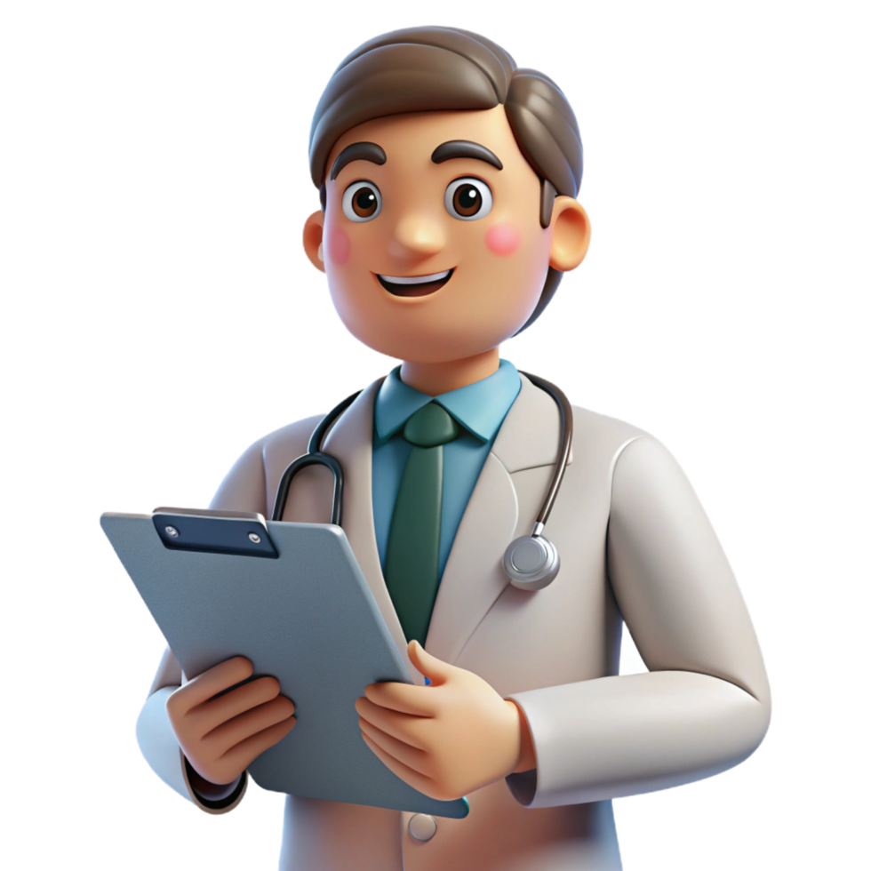 impressive modern Diagnosing doctor with a patient chart 4K png