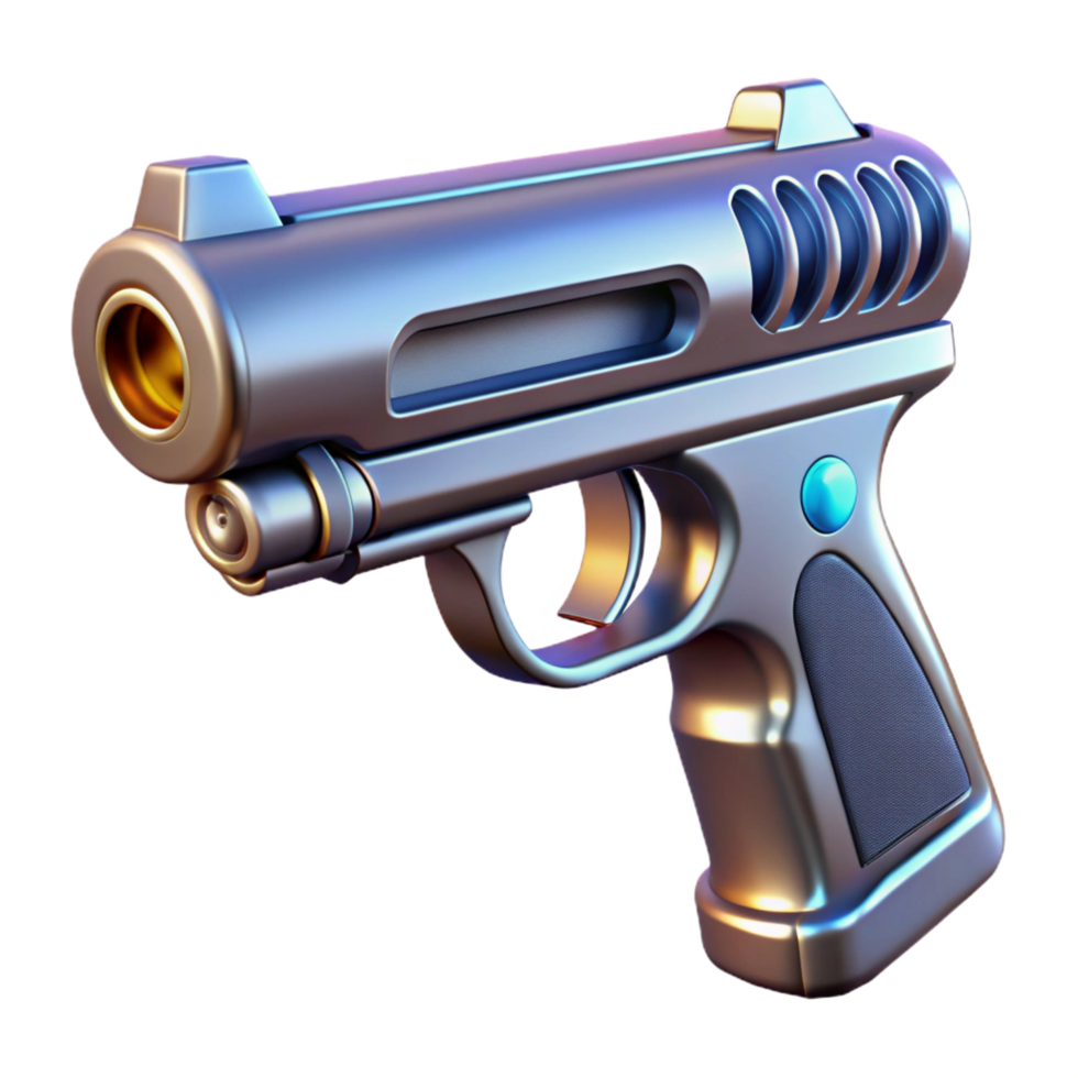 wonderful creative Laser Pistol, chrome finish, ergonomic grip genuine png