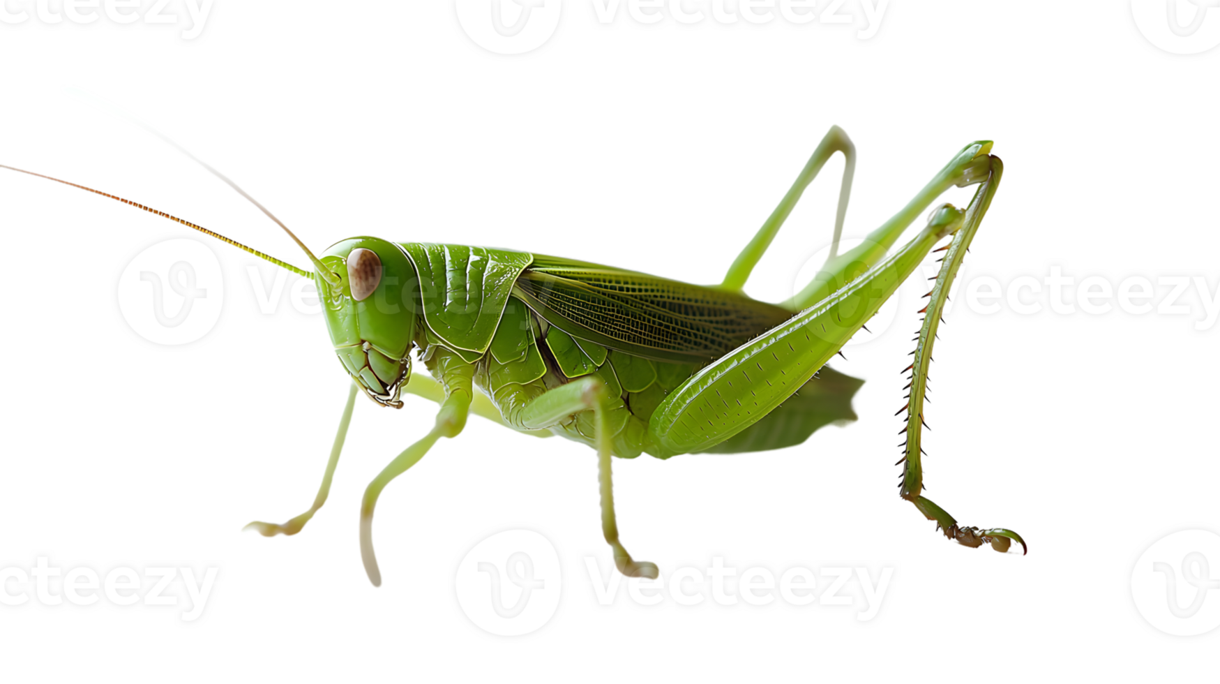 A vibrant green insect with detailed wings and legs perfect for nature and educational content png
